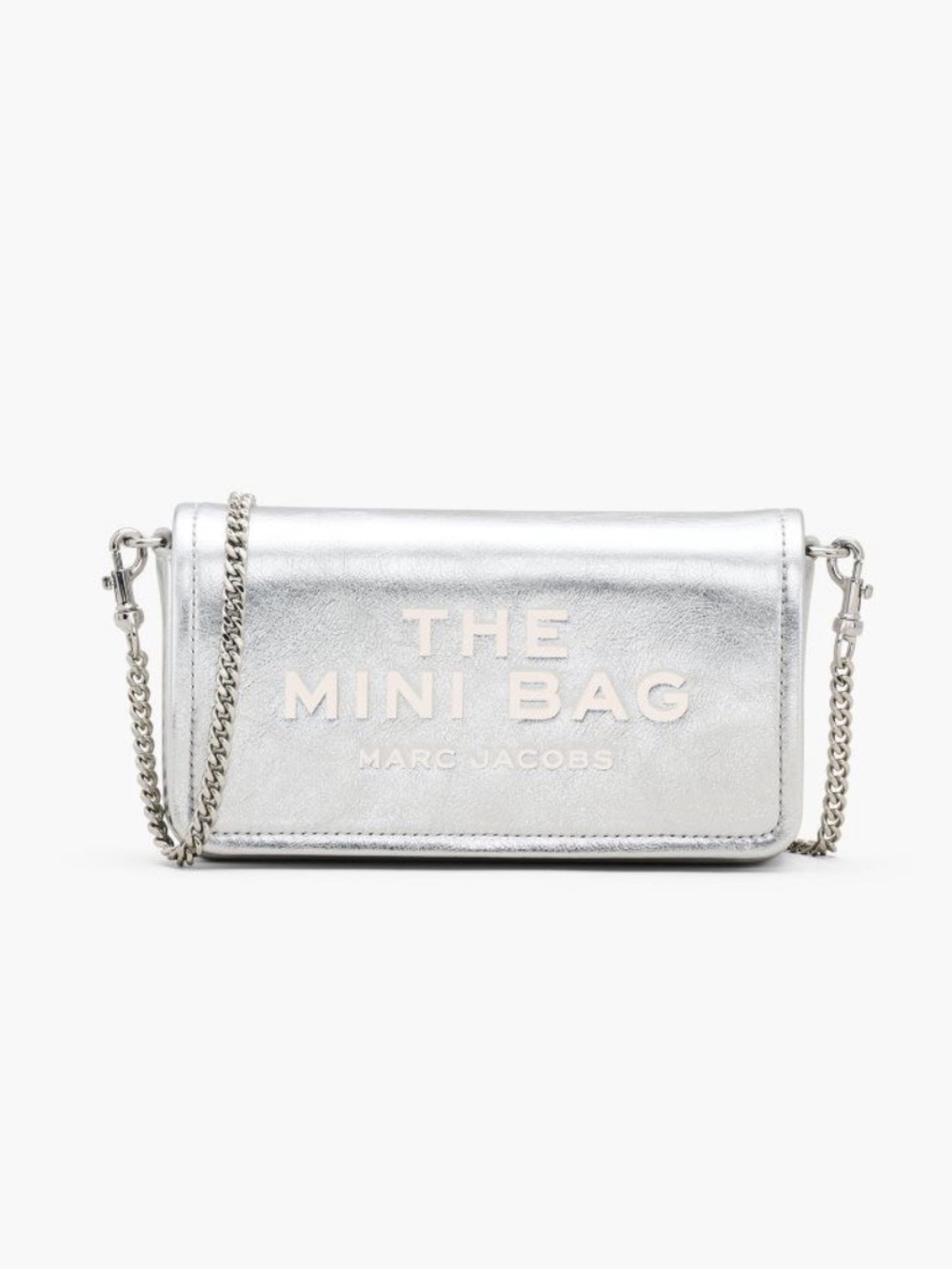 Marc Jacobs The Metallic Leather Chain Mini Bag Silver | NWT